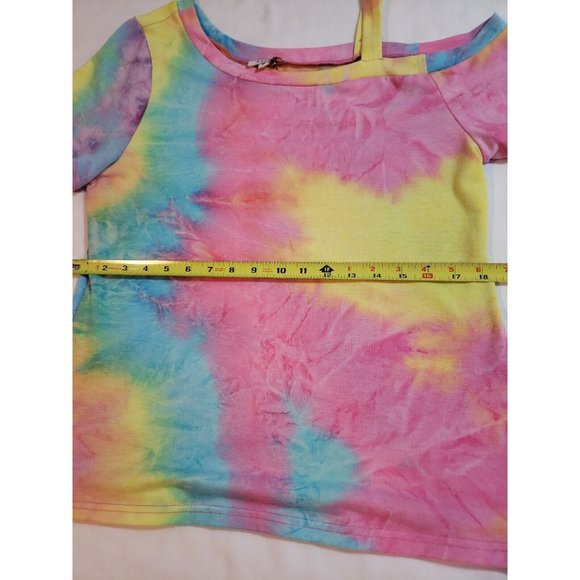 Andree by Unit womens tie dye one shoulder tee shirt size M - Picture 9 of 12